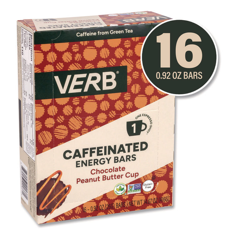 Caffeinated Energy Bar, Chocolate Peanut Butter Cup, 0.92 oz Bar, 16/Box