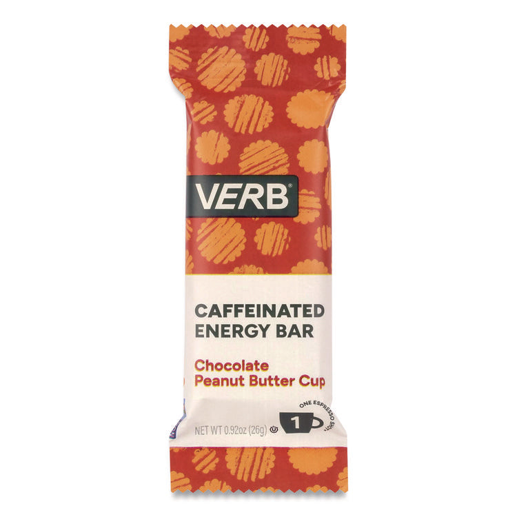 Caffeinated Energy Bar, Chocolate Peanut Butter Cup, 0.92 oz Bar, 16/Box