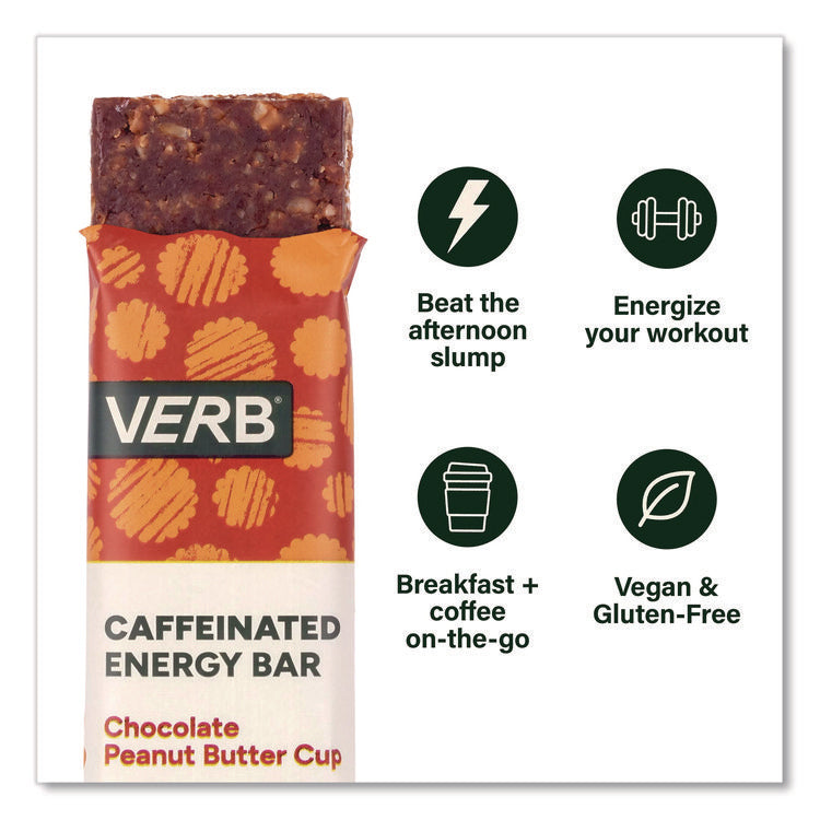 Caffeinated Energy Bar, Chocolate Peanut Butter Cup, 0.92 oz Bar, 16/Box
