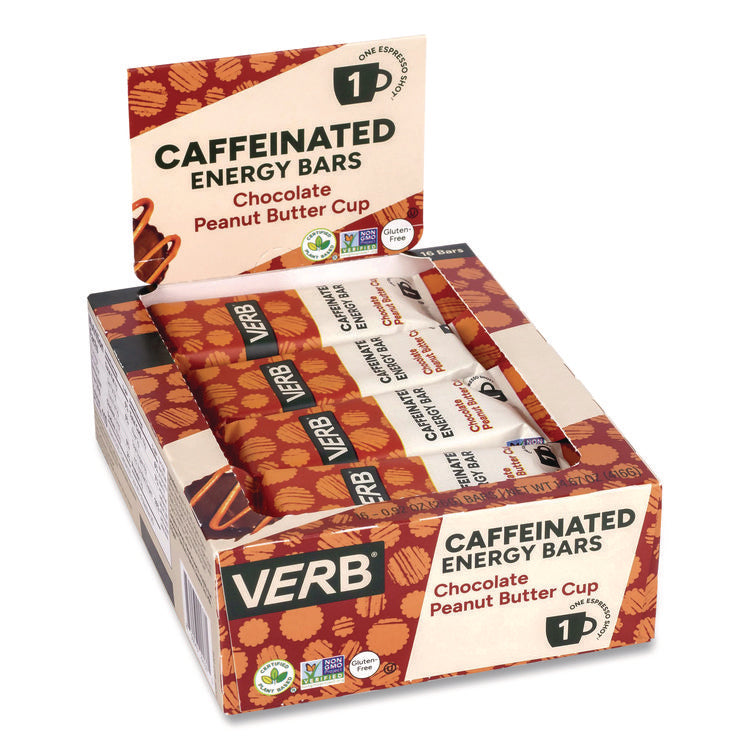 Caffeinated Energy Bar, Chocolate Peanut Butter Cup, 0.92 oz Bar, 16/Box