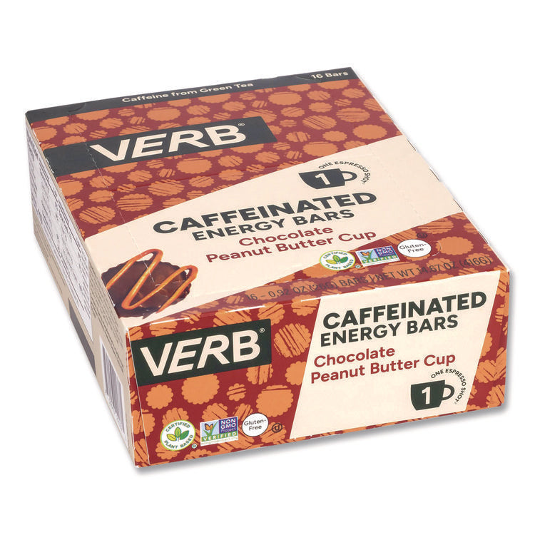Caffeinated Energy Bar, Chocolate Peanut Butter Cup, 0.92 oz Bar, 16/Box