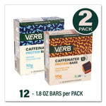 Caffeinated Protein Bar, Chocolate Chip Peanut Butter and Oatmeal Chocolate Chip, 1.8 oz Bar, 24/Box