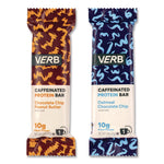 Caffeinated Protein Bar, Chocolate Chip Peanut Butter and Oatmeal Chocolate Chip, 1.8 oz Bar, 24/Box