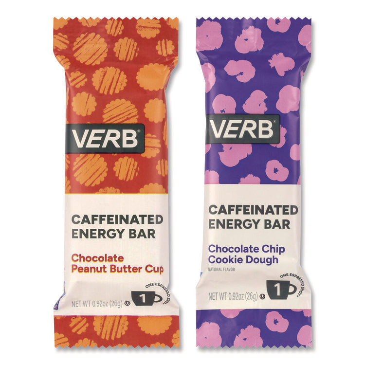 Caffeinated Energy Bar, Chocolate Peanut Butter Cup and Chocolate Chip Cookie Dough, 0.92  oz Bar, 32/Box