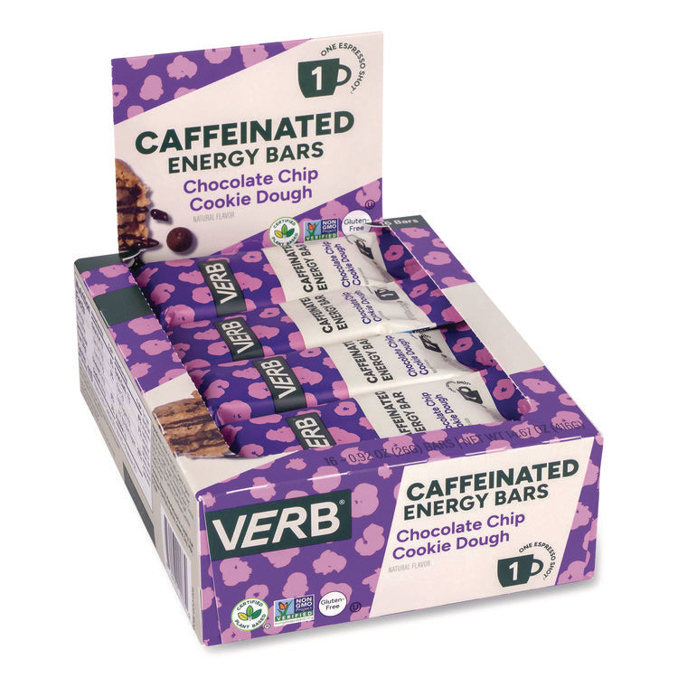 Caffeinated Energy Bar, Chocolate Peanut Butter Cup and Chocolate Chip Cookie Dough, 0.92  oz Bar, 32/Box