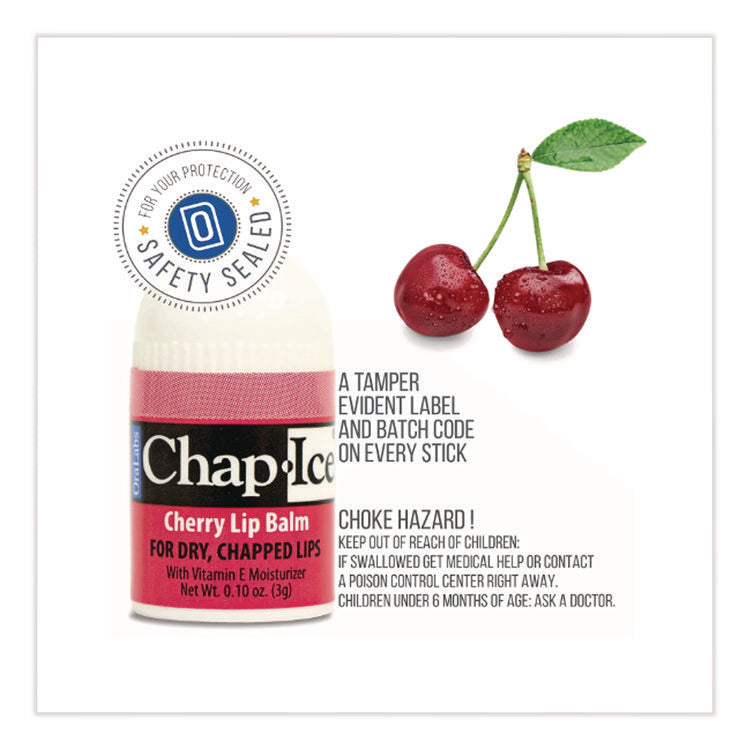 Lip Balm, Cherry/Kiwi/Orange Flavors, 1" Tube, 100/Box