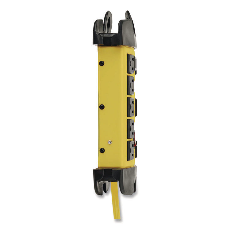 Protect It! Industrial Safety Surge Protector, 8 AC Outlets, 12 ft Cord, 1,500 J, Yellow/Black