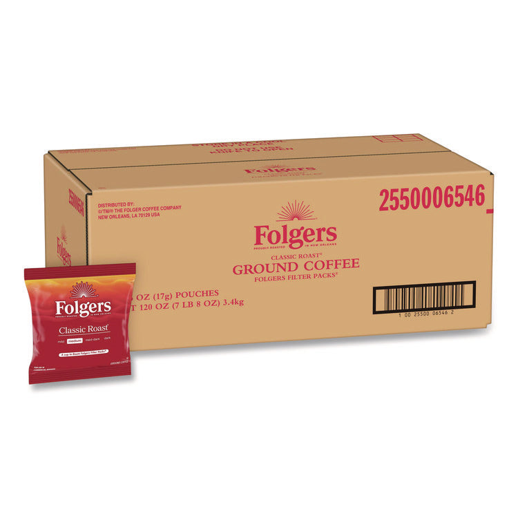 Classic Roast Ground Coffee Filter Pack, Regular, In-Room Lodging, 0.6 oz, 200/Carton