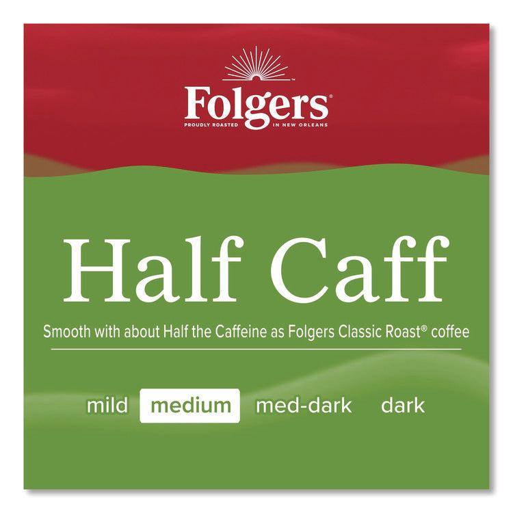 Half Caff Ground Coffee, 22.6 oz Canister, 6/Carton