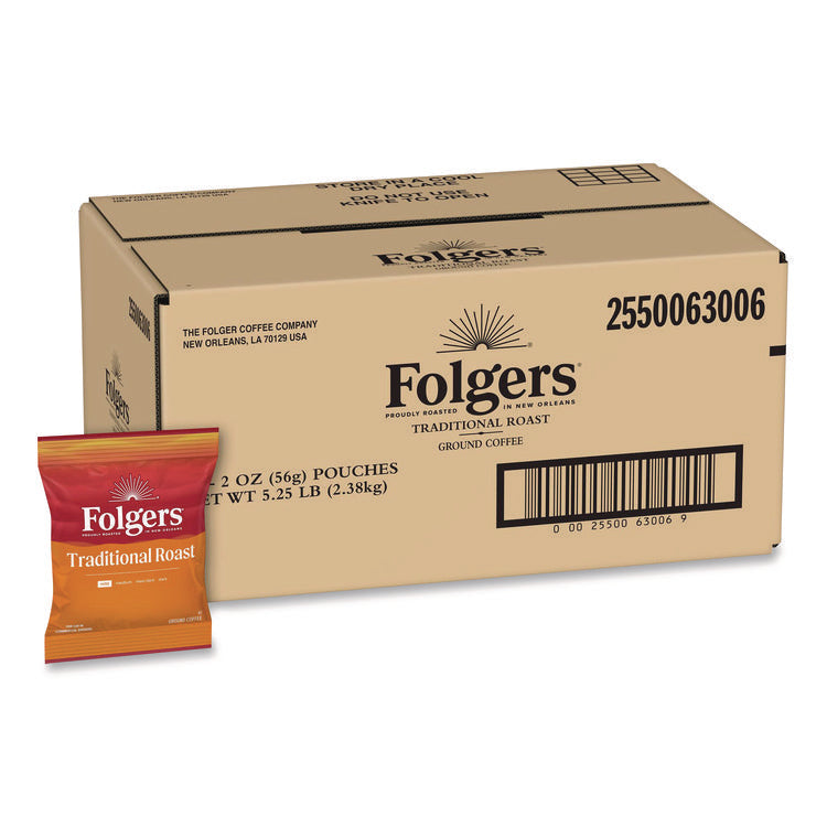 Traditional Roast Ground Coffee Fraction Packs, Traditional Roast, 2oz, 42/Carton
