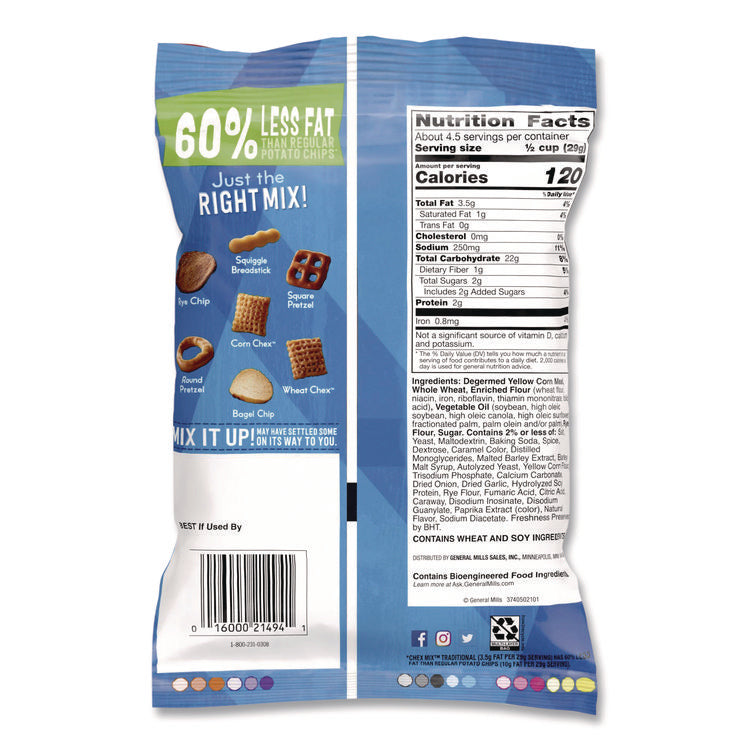 Snack Mix Savory Traditional, 4.5 oz Bag, 8/Box