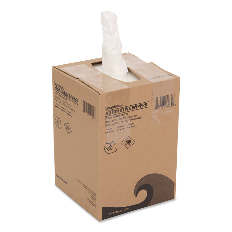Automotive Wipers, 10.63 x 20.47, Unscented, White, 200/Box, 8 Boxes/Carton