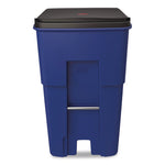 Square Brute Rollout Container, 95 gal, Resin, Blue