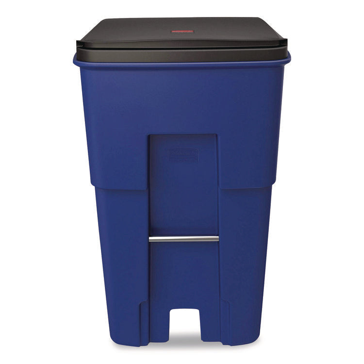 Square Brute Rollout Container, 95 gal, Resin, Blue