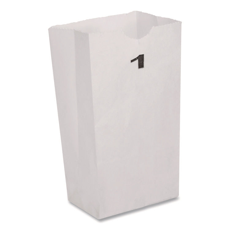 Grocery Paper Bags, 1# Size, 30# Basis Weight, 3.5" x 2.25" x 6.63", White, 500/Bundle
