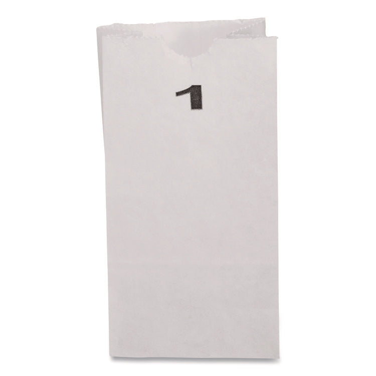 Grocery Paper Bags, 1# Size, 30# Basis Weight, 3.5" x 2.25" x 6.63", White, 500/Bundle