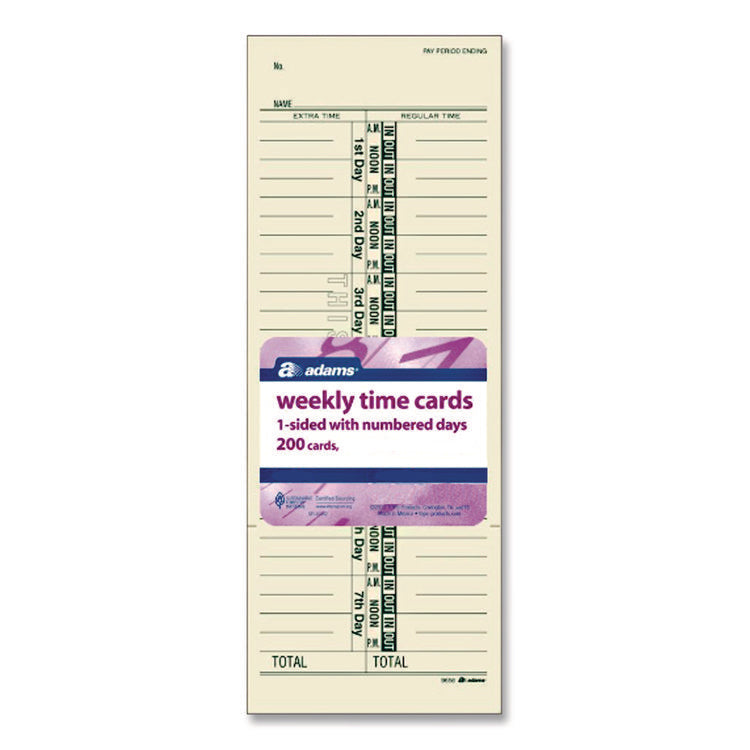 Time Cards for Acroprint, Amano and Lathem Time Clocks, One-Sided, 3.38" x 9", 200/Pack