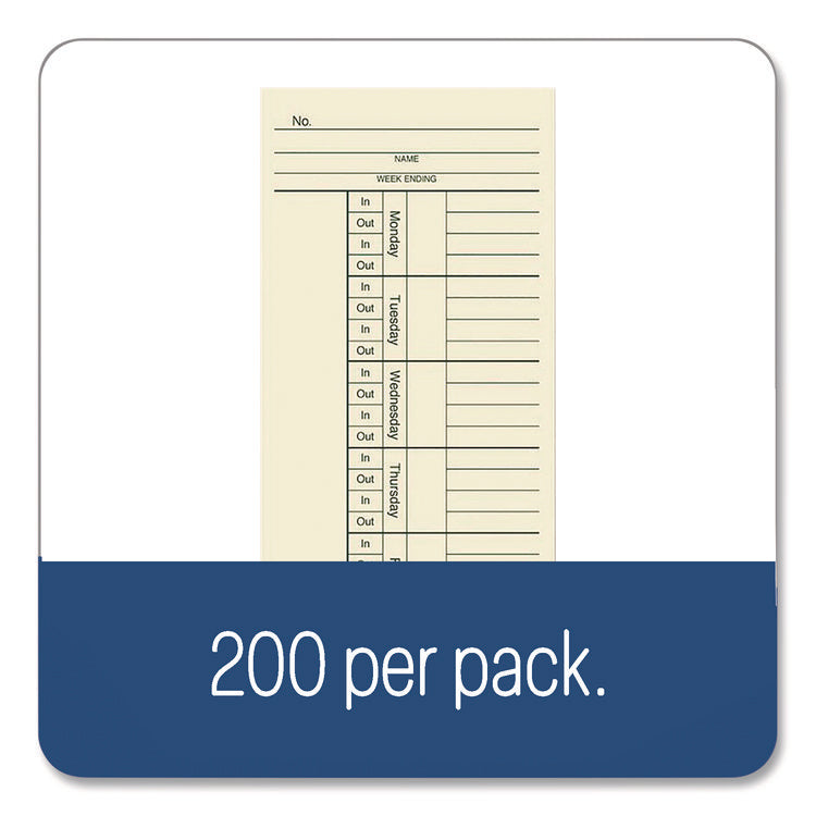 Time Cards for Acroprint, Amano and Lathem Time Clocks, Two Sides, 3.4" x 8.25", 200/Pack