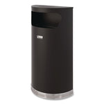 Half Round Metal Trash Can, 9 gal, Steel, Black