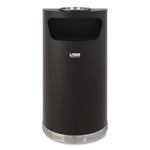 Half Round Metal Trash Can with Ashtray, 9 gal, Steel, Black
