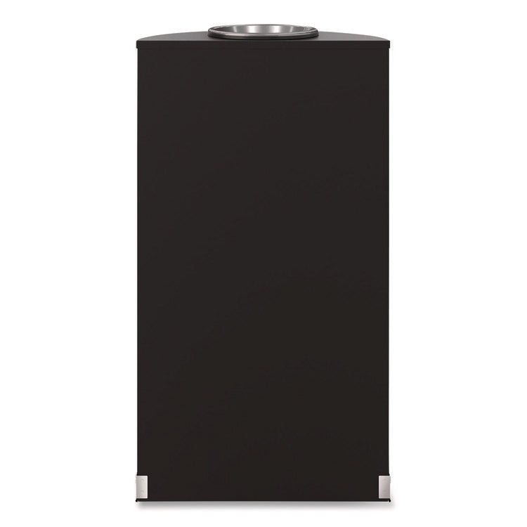Half Round Metal Trash Can with Ashtray, 9 gal, Steel, Black