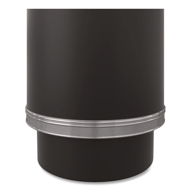 Half Round Metal Trash Can with Ashtray, 9 gal, Steel, Black