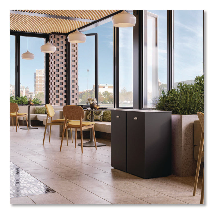 Square Metal Decorative Can, Steel, 24 gal, Black
