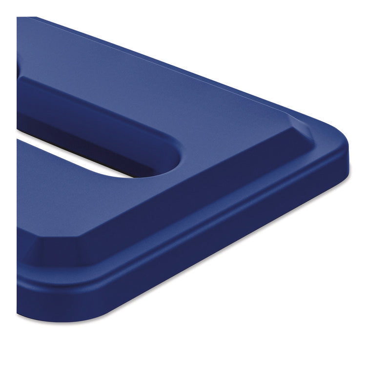 23 Gallon Resin Slim Trash Can Paper Recycling Lid, 11.87 x 20.25 x 1.35, Blue