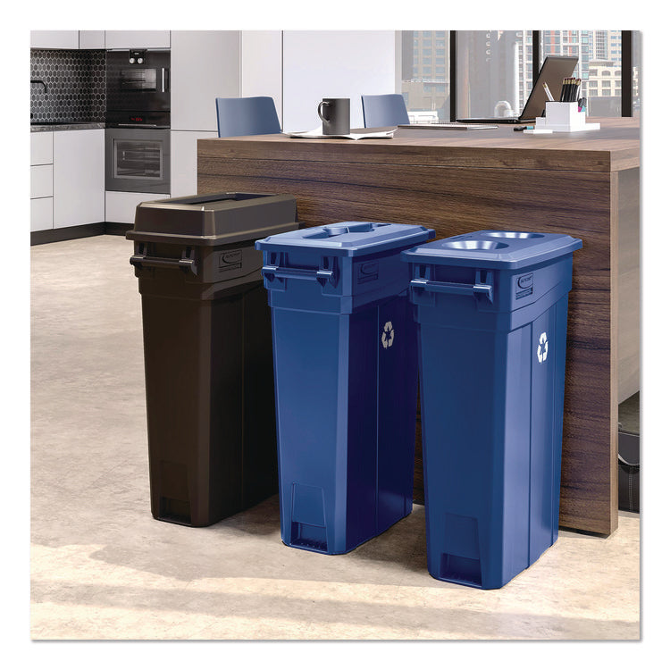23 Gallon Resin Slim Trash Can Paper Recycling Lid, 11.87 x 20.25 x 1.35, Blue
