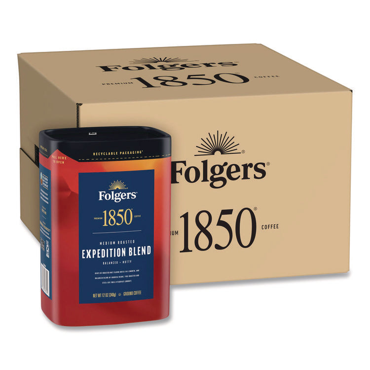 Expedition Blend Roast Ground Coffee, 12 oz Canister, 6/Carton
