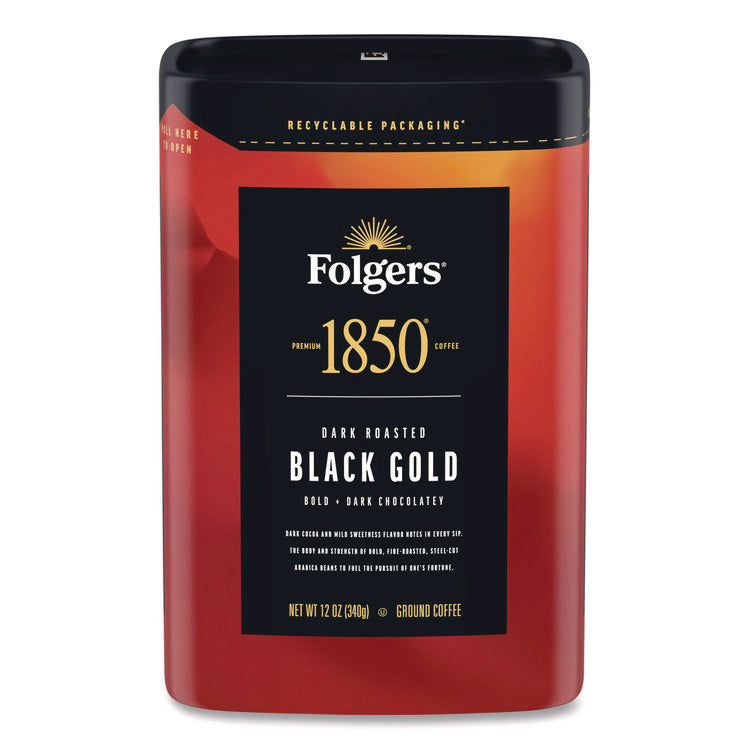 Black Gold Roast Ground Coffee, 12 oz Canister, 6/Carton