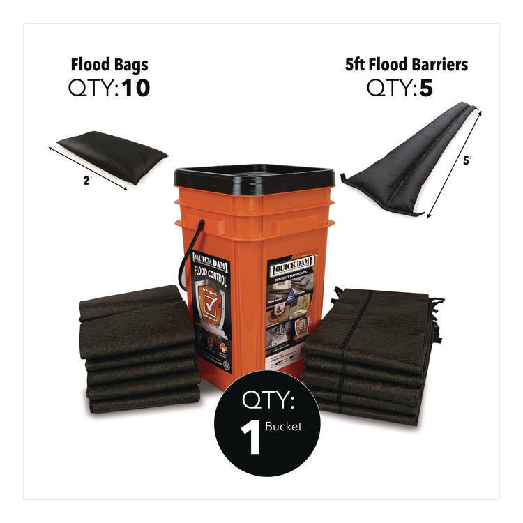 Outdoor Grab and Go Bucket Kit, (1) Bucket, (10) Flood Bags, (5) Flood Barriers