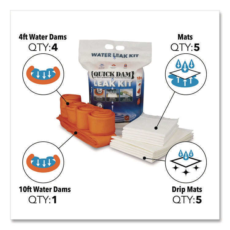 Leak Kit, (5) Drip Mats, (5) Mats, (4) 4 ft Water Dams, (1) 10 ft Water Dam