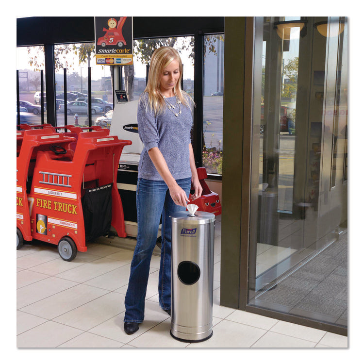 Dispenser Stand For Sanitizing Wipes, 1,500 Wipe Capacity, 10.25 X 10.25 X 14.5, Stainless Steel