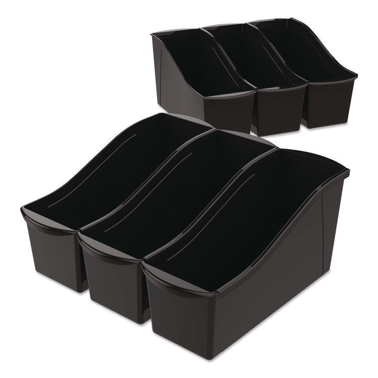 Large Book Bin, 2 gal, 5.3" x 14.3" x 7", Black, 6/Pack