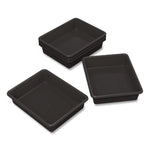 Storage Tray, Flat, 102.4 oz, 10.65" x 10.65" x 2.96", Black, 5/Pack