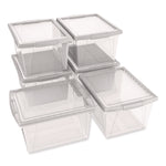 Storage Bins, with Snap-On Lid, 4 gal, 11.25 x 13.53 x 7.87, Translucent, 6/Pack