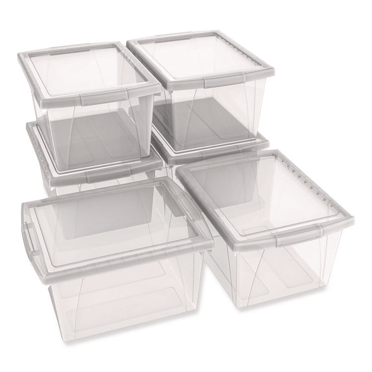 Storage Bins, with Snap-On Lid, 4 gal, 11.25 x 13.53 x 7.87, Translucent, 6/Pack