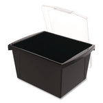 Storage Bin with Lid, 4 gal, 11.25" x 11.25" x 7.87", Black, 6/Pack