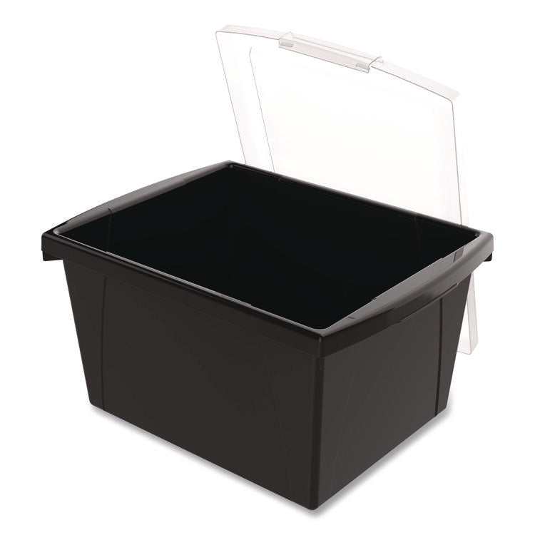 Storage Bin with Lid, 4 gal, 11.25" x 11.25" x 7.87", Black, 6/Pack