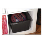 Storage Bin with Lid, 4 gal, 11.25" x 11.25" x 7.87", Black, 6/Pack