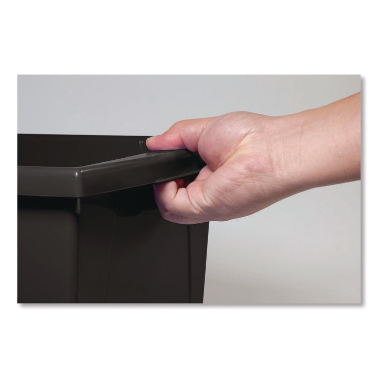 Storage Bin with Lid, 4 gal, 11.25" x 11.25" x 7.87", Black, 6/Pack