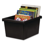 Storage Bin with Lid, 4 gal, 11.25" x 11.25" x 7.87", Black, 6/Pack