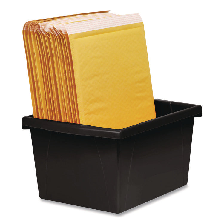 Storage Bin with Lid, 4 gal, 11.25" x 11.25" x 7.87", Black, 6/Pack