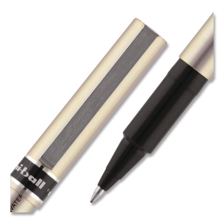 Deluxe Rollerball Pen, Stick, Fine 0.7 mm, Black Ink, Champagne/Black Barrel, Dozen