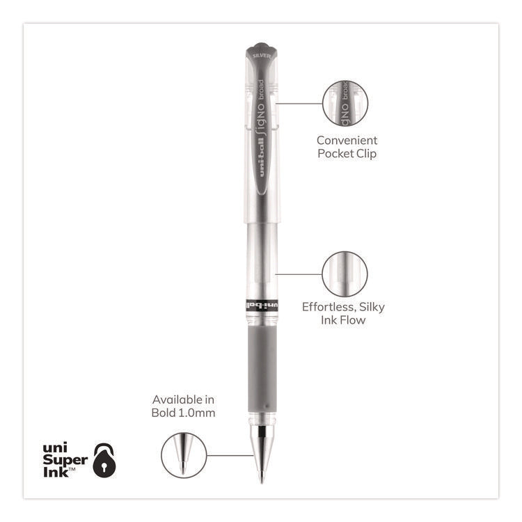 Impact Gel Pen, Stick, Medium 1 Mm, Silver Metallic Ink, Silver Barrel