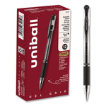 Signo GRIP Gel Pen, Stick, Medium 0.7 mm, Black Ink, Clear/Black/Silver Barrel, Dozen
