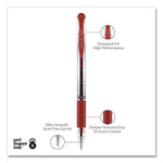 Signo GRIP Gel Pen, Stick, Medium 0.7 mm, Red Ink, Clear/Red/Silver Barrel, Dozen