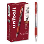 Signo GRIP Gel Pen, Stick, Medium 0.7 mm, Red Ink, Clear/Red/Silver Barrel, Dozen