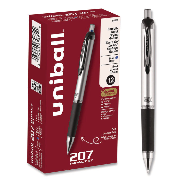 207 Impact Gel Pen, Retractable, Bold 1 Mm, Blue Ink, Black/blue Barrel